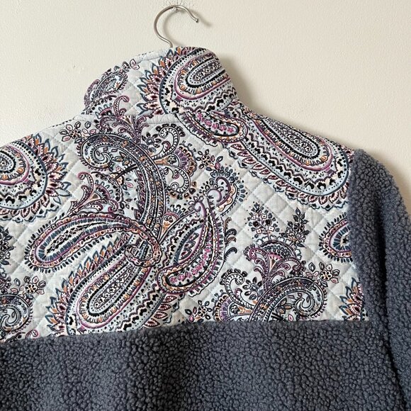 Vera Bradley 1/2 Zip Teddy Fleece Pullover Blue Paisley Women's Size Small - Picture 9 of 9